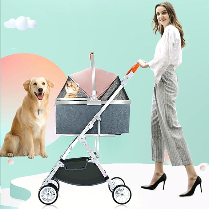 Pet Stroller 33 Lbs,Adjustable Handle,180˚ Convertible