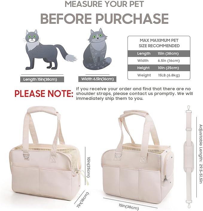 Dog Carrier Airline Approved for Pet 15 Lbs,