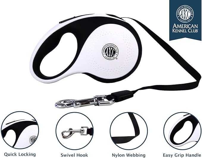 American Kennel Club Retractable Tangle-Free Dog Leash 16.4ft, for 110 lbs,