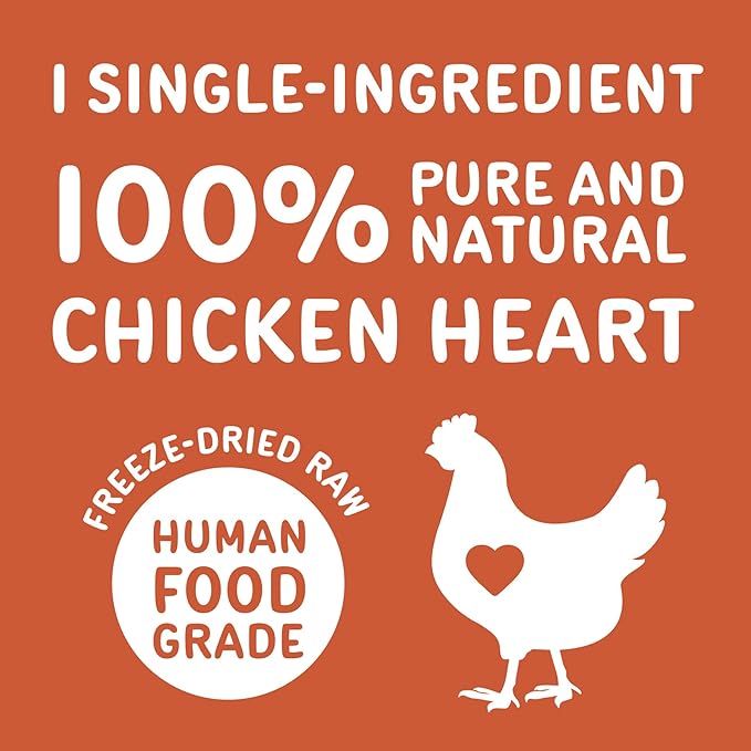 Freeze Dried Chicken Hearts for Dogs & Cats 3.5oz, One