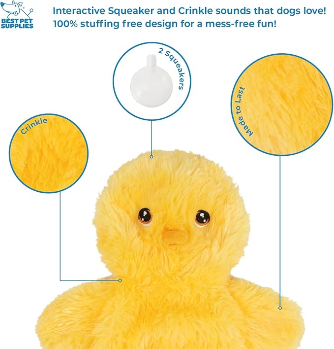 Best Pet Supplies Chicken Crinkle Plush Dog Toys for Interactive Play