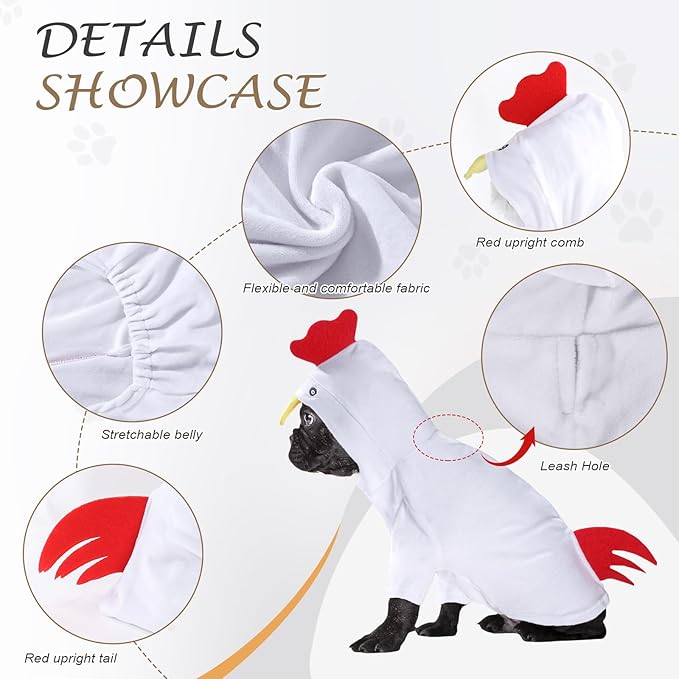 DELIFUR Dog Halloween Chicken Costume 13.5")