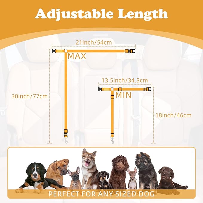 BWOGUE 2 Packs Dog Cat Safety Seat Belt