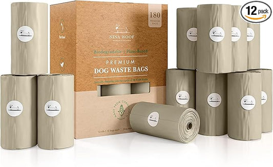 100% Certified Home Compostable and Biodegradable Dog Poop Bags D6400 & 13432 Compliant 180 Bags 12 x