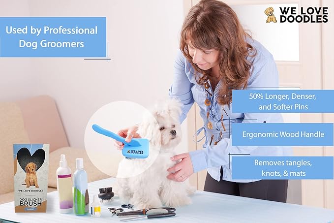 We Love Doodles Dog Slicker Brush for Grooming Pet Hair