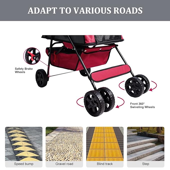 Pet Dog Stroller 4-Wheel Promenade