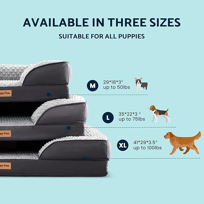 Puppy Bed for Small and Medium Dogs & Cats (28" x 23" x 7", Up 50LBs)