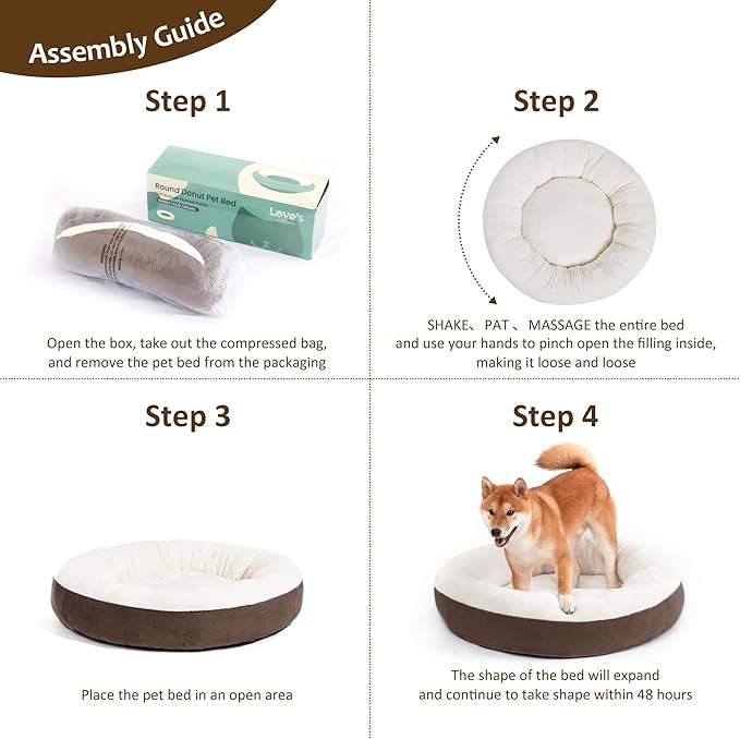 Love's cabin Round Donut Cat and Dog Cushion Bed 25in Pet