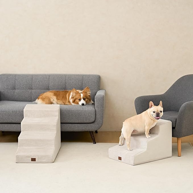 EHEYCIGA Dog Stairs for Small Dog 15.7”H 3-Step Slope