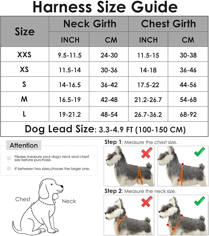 Lukovee Dog Harness and Leash Set 4ft Lightweight