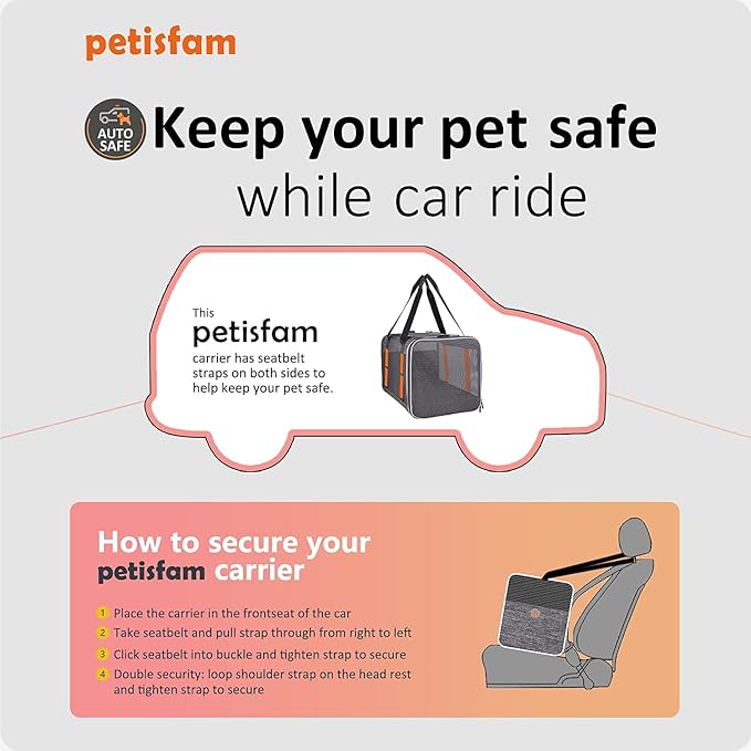 petisfam Easy Load Soft Pet Carrier Bag for Large and Medium Cats with Top Entry and Shoulder Strap. Sturdy