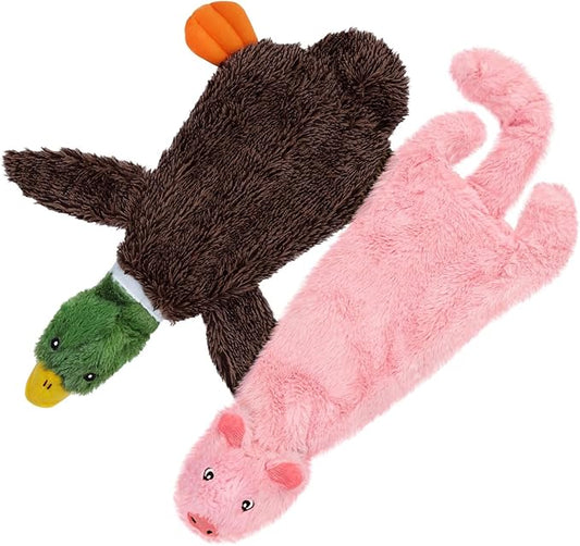 Best Pet Supplies 2-in-1 Stuffless Squeaky Dog Toys with Soft 1Wild Duck,