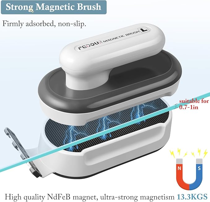 FEDOUR Aquarium Strong Magnetic Cleaner with 2 Detachable Algae Scraper 1/3-1 inch