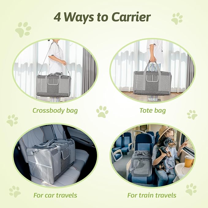 Sedioso Extra Large Cat Carrier for 2 Cats 24x 14x 16in Pet 40lbs, All-Sided