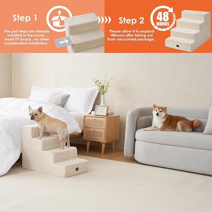 EHEYCIGA Dog Stairs for Bed 20”H 4-Step Extra
