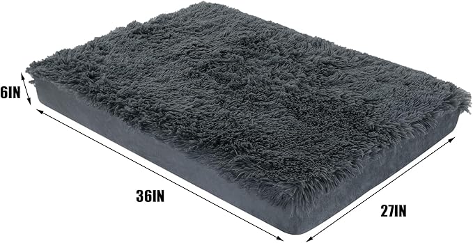 HOMBYS Waterproof Dog Bed Cover Soft Long Plush Replacement & Washable Pet Bed Cover with Elastic Band Protect Dog Pad Only-36x27x6 inches