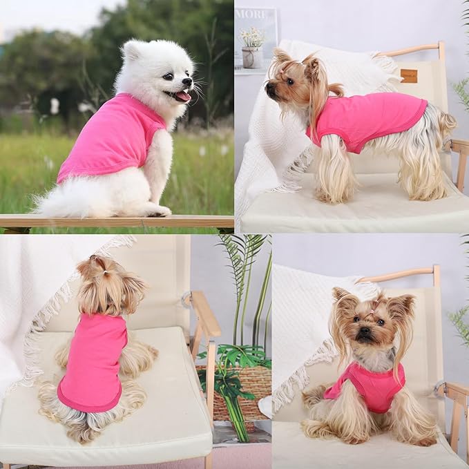 Dog Shirt Vest Clothes for Small Dogs Boy Girl Summer Solid Stretchy Puppy T-Shirts Soft Cool Breathable Lightweight Dog Sweatshirt Pet Cat Outfit