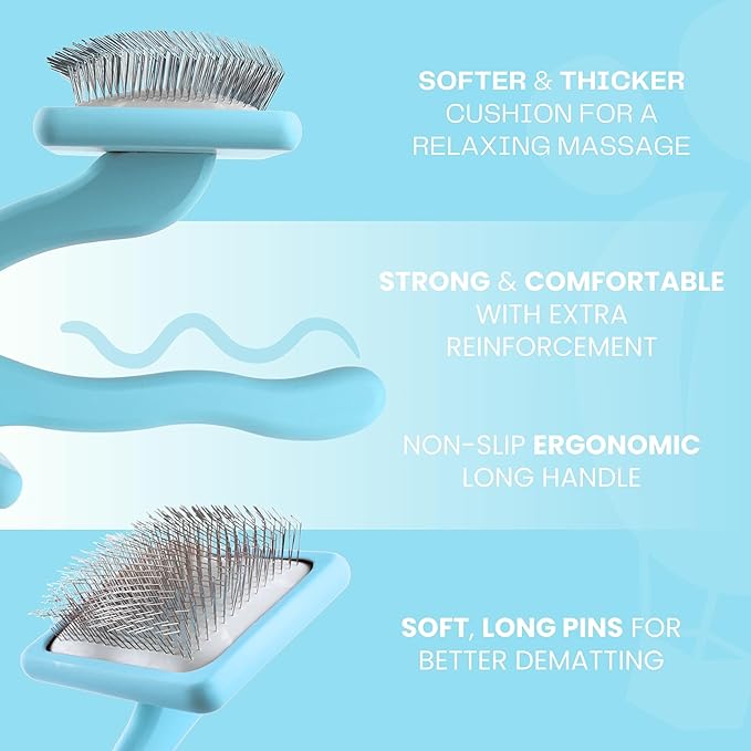 Pet Slicker Brush With Soft Massage Grooming Stainless Steel Pins