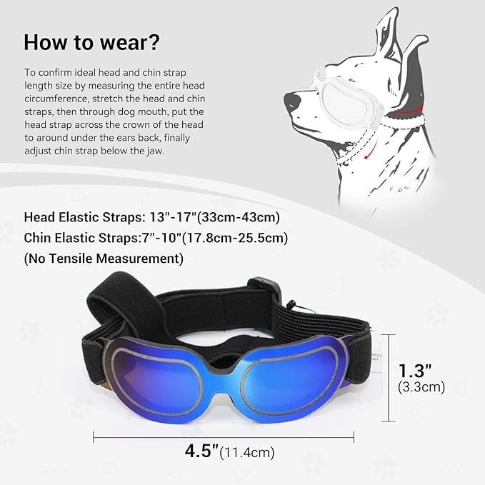 ENJOYING Dog Sunglasses Small Dog Goggles Anti-UV Doggy Glasses for Small Dogs Big Cats Impact/Wind/Dust/Fog Proof Puppy Eye Protection