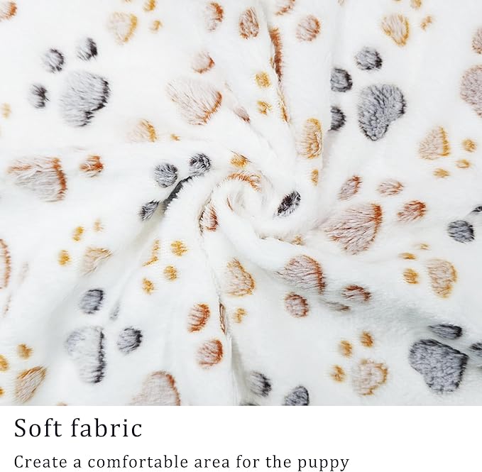 1 Pack 3 Blankets Super Soft Fluffy Premium Fleece Pet Blanket Flannel Paw Printed Throw for Dog Puppy Cat (Small 23x16''