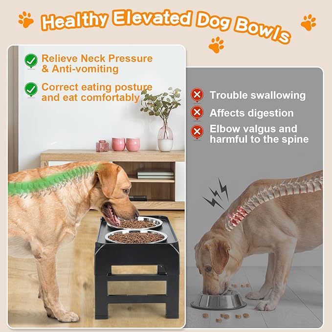 Elevated Dog Bowls 4 Height 2 Thick 50oz Stainless 3.7", 9.2", 10.75", 12.36"