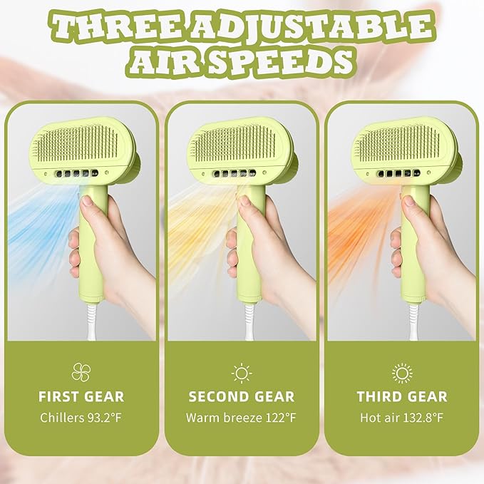 2-in-1 Pet Dryer and Brush- Overheating Protection 3 Blowing