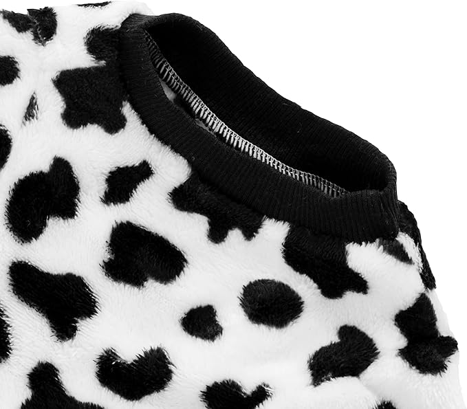 Halloween Pet Dog Costume Cute Soft Cotton Puppy Pajamas Autumn Winter Pet Warm Coat Jumpsuit Clothes for Small Dogs and Cats (Cow Spot Pattern