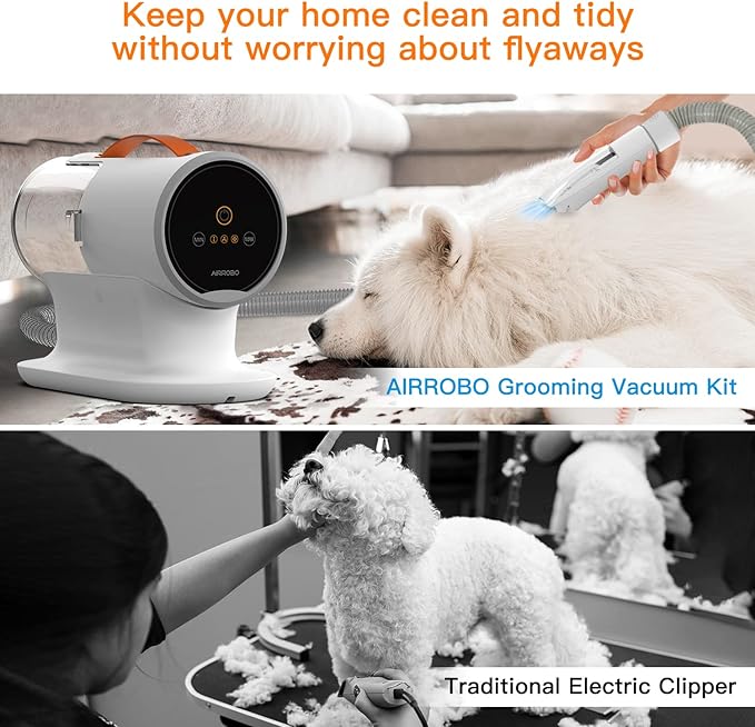 AIRROBO Dog Grooming Vacuum Kit,12000Pa Strong 2L Large 5 Pet Quiet,PG100
