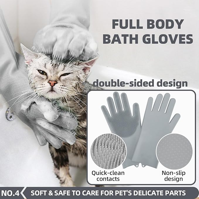6-in-1 Grey Pet Grooming Kit: Hair Brush