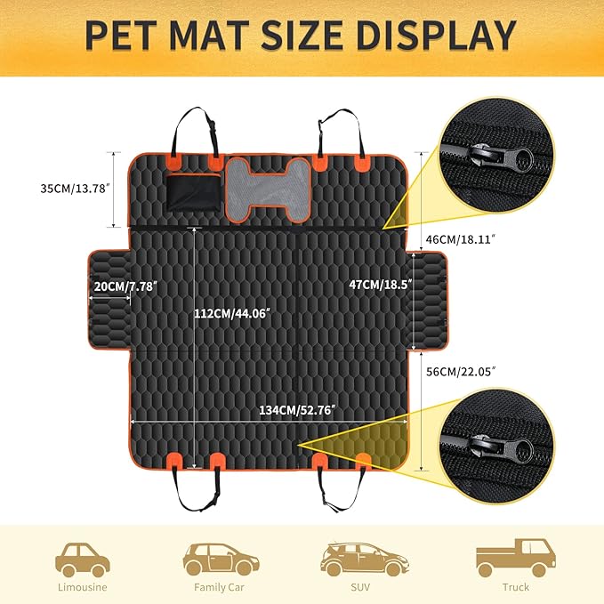 Pet car seat Cover 100% Waterproof,