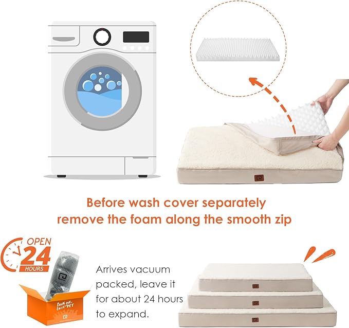 EHEYCIGA Orthopedic Dog Beds for Large Dogs with Removable Washable Cover 36x27