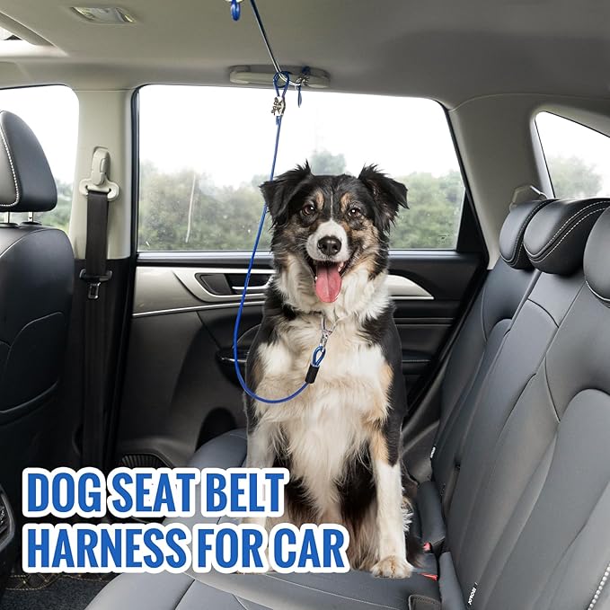 Adjustable Dog Seat Belt Harness for Car 200Lbs,Vehicle Dog Travel(5FT,for 1