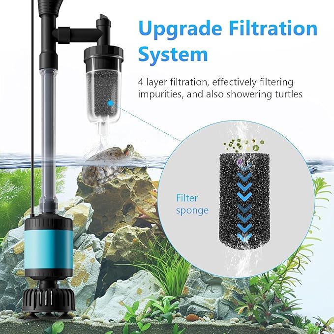 Electric Aquarium Vacuum Gravel Cleaner 729GPH /15W 6 in 1 Upgraded