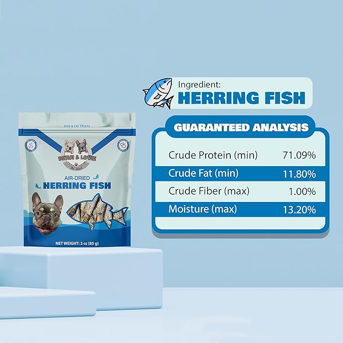 Benji & Louie Air Dried Herring Fish for Dogs and Cats 3 oz
