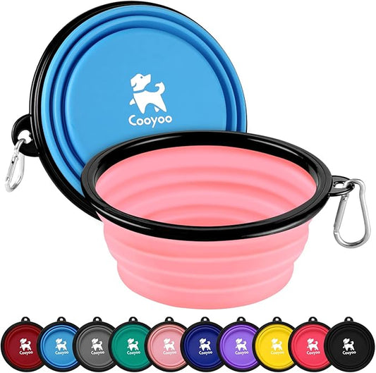 COOYOO Collapsible Dog Bowl 2 Pack 2 Carabiners