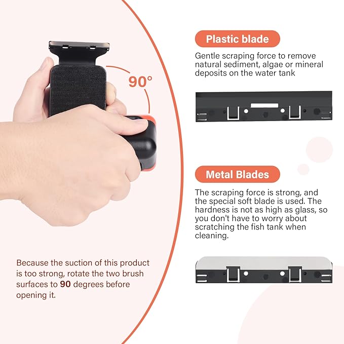 hygger Fish Tank Magnetic Glass Cleaner Two Detachable
