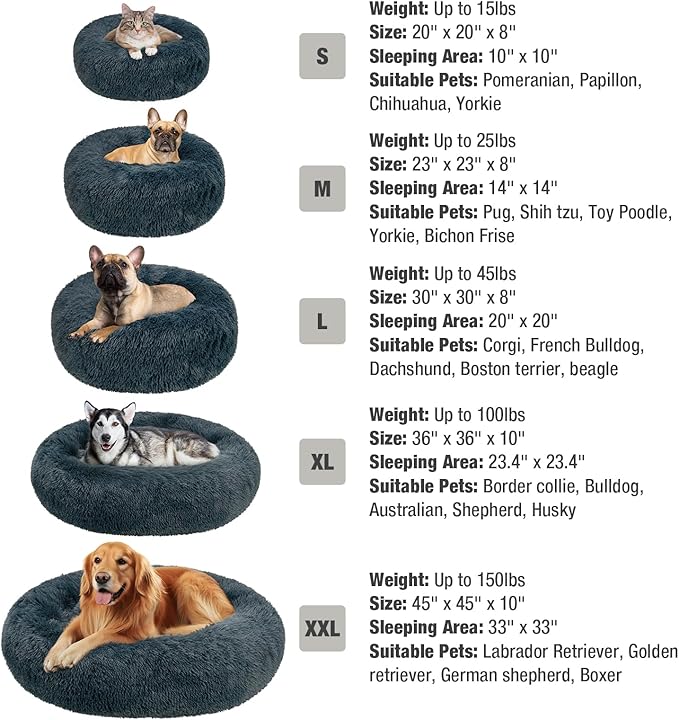 Veehoo Calming Dog Bed Cat Bed 100 lbs 36", Navy