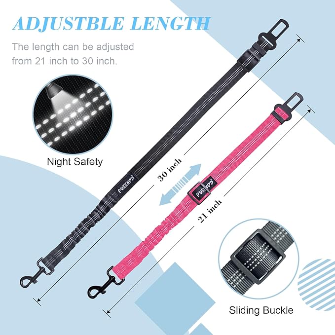 2 Pack Dog Seat Belt Adjustable Dog Car