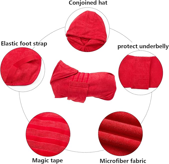 Geyecete Dog Drying Coats with Hood-Dog Towels Absorbent
