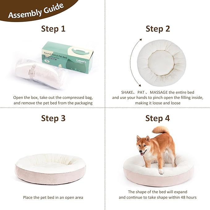 Love's cabin Round Donut Cat and Dog Cushion Bed 30in Pet