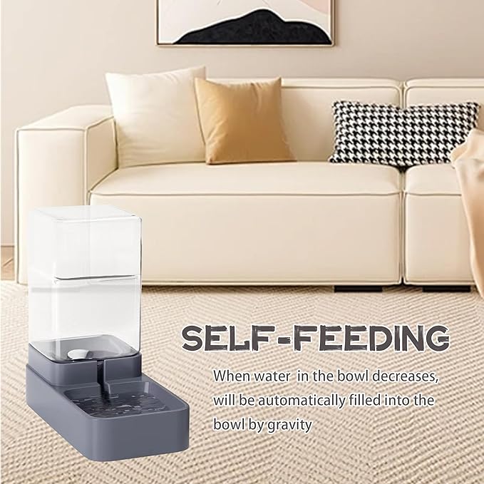 Automatic Cat Feeder and Water Dispenser with Pet Food Bowl Capacity(3.3L x 2)