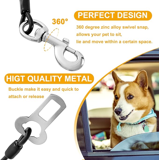 Dog Car Harnesses.Dog Car Seatbelt Made of Coated (40 inch/100