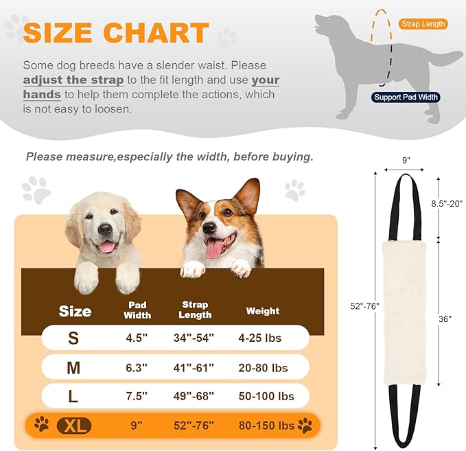4-150 lbs Dog Lift Harness Adjustable Dog Sling for Large Dogs Lift Support Rehab Harness for Weak Rear Legs