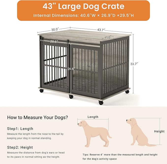 NicBex Dog Crate Furniture Dog Cage with Sliding Iron Doors and Lift Top