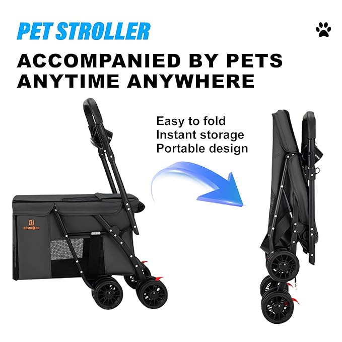 Pet Strollers 3-Door, Folds