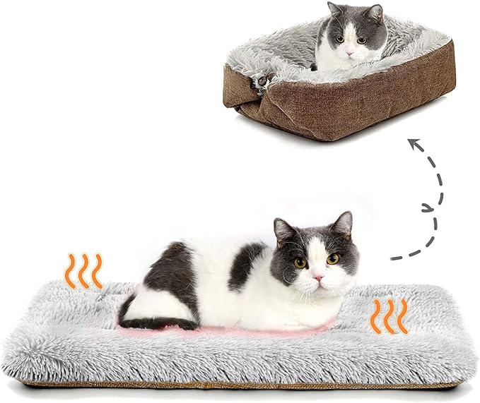 Cat Bed Small Dog Bed Self Warming Cat 24''X20'' (Khaki)