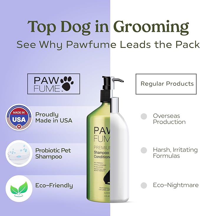 Pawfume Dog Shampoo and Conditioner – Hypoallergenic Dog Shampoo for Smelly Dogs – Best Dog Shampoos & Conditioners – Probiotic Pet Shampoo for Dogs – Best Dog Shampoo for Puppies (Lavender 4-Pack)
