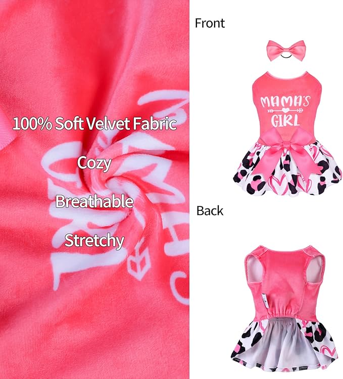 CuteBone Dog Dresses Velvet Mama's Girl Small Dogs CVA40XXS-D