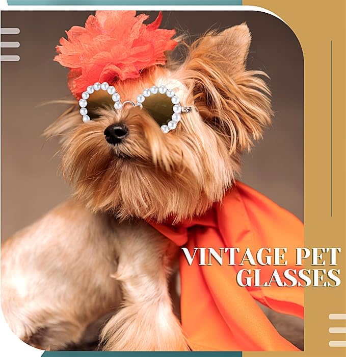 Dog Sunglasses Retro Pet Glasses Doll Glasses Classic Round Dog Glasses Metal Cat Puppy Eye Wear Hippie Costumes for Cats and Dogs