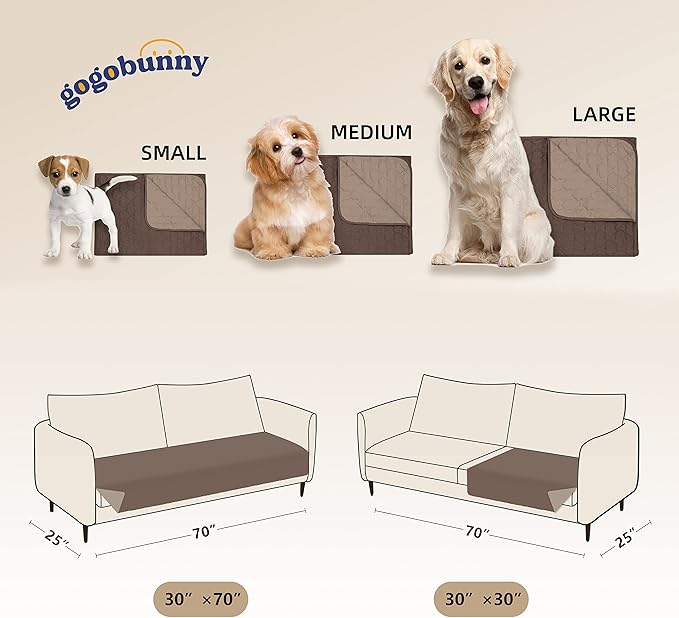 gogobunny 100% Double-Sided Waterproof Dog Bed Cover Pet Blanket Sofa Couch Furniture Protector for Puppy Large Dog Cat (30x30 Inch 1), Dark